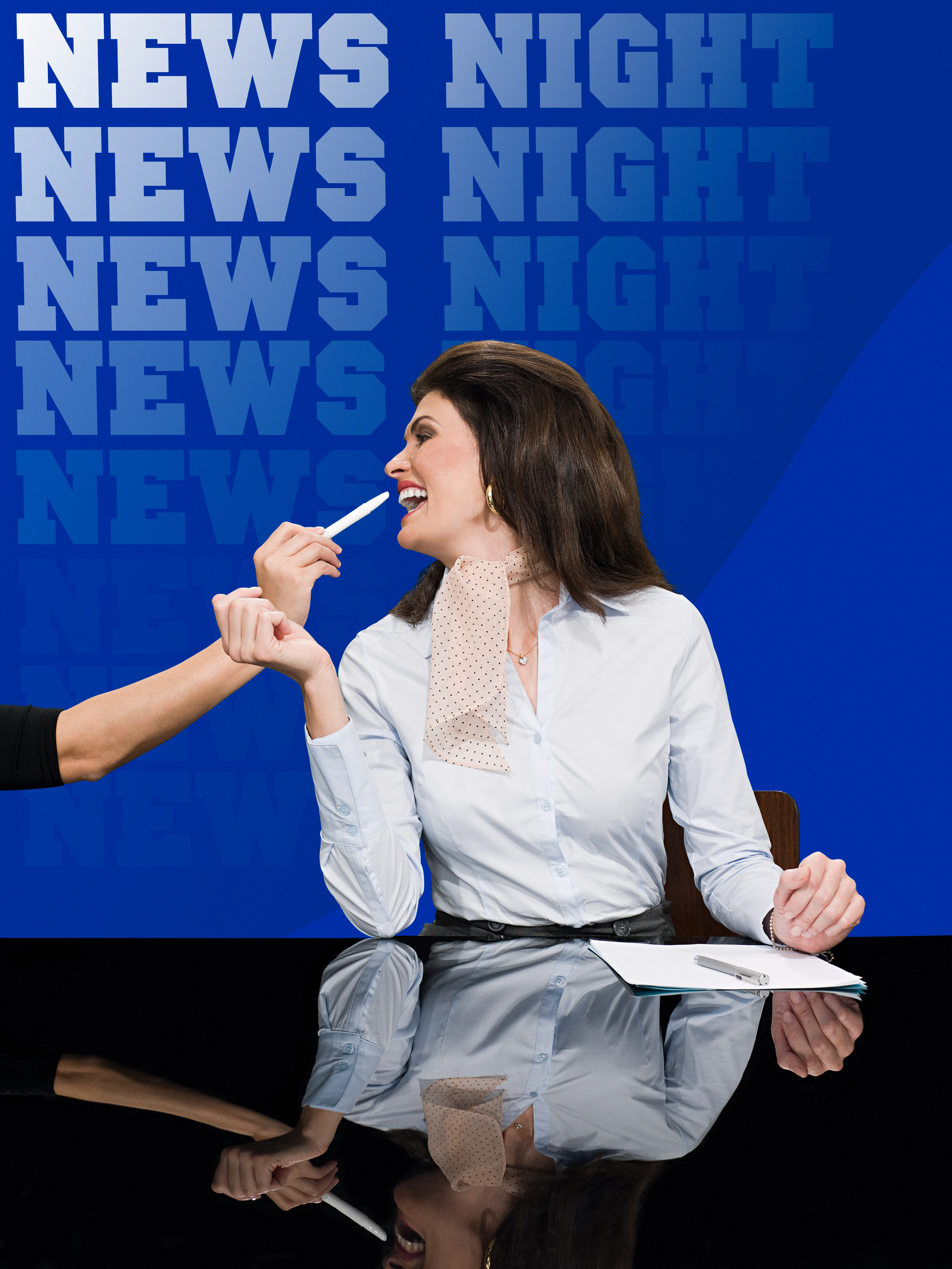 News presenter in make up